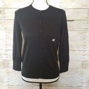 Loft 100% Pima Cotton Black Cardigan Size S.